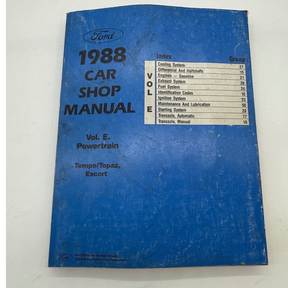 1988 Ford Car Shop Manual Vol E Powertrain Tempo Topaz Escort OEM Service Guide